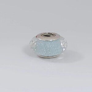 Pandora Faceted Frosty Mint Shimmer Murano Glass Charm Bead with box